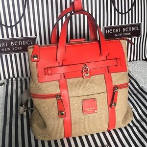 Henri bendel straw jetsetter backpack